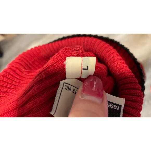 It’s Our Time Red Patterned Ribbed Turtleneck Long Sleeved Sweater Sz L - Picture 5 of 9